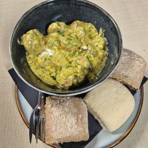 Gebakken champignons en ui