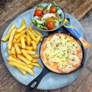 Gamba's in knoflookroomsaus